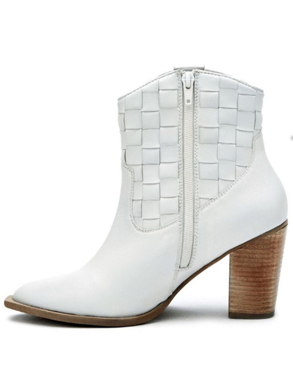 Matisse Dawn western cowgirl booties Sz 9 White Woven Panel Block Heel
